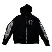 Chrome Hearts Floral Horseshoe Logo Thermal Zip-Up Hoodie Black - Lightly Used Size S