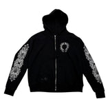 Chrome Hearts Floral Horseshoe Logo Thermal Zip-Up Hoodie Black - Lightly Used Size S