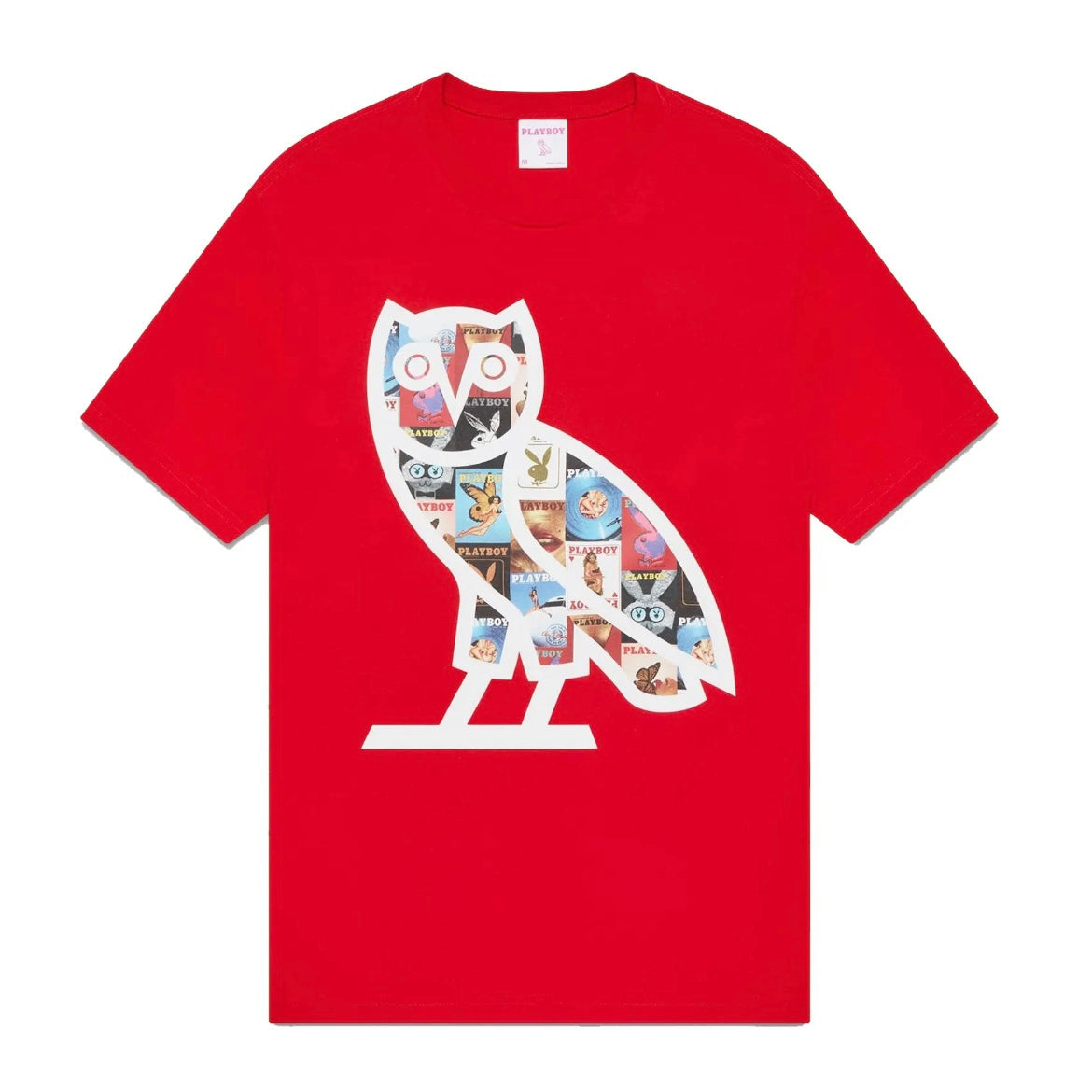 Ovo X Playboy Magazine Owl Logo T-Shirt Red