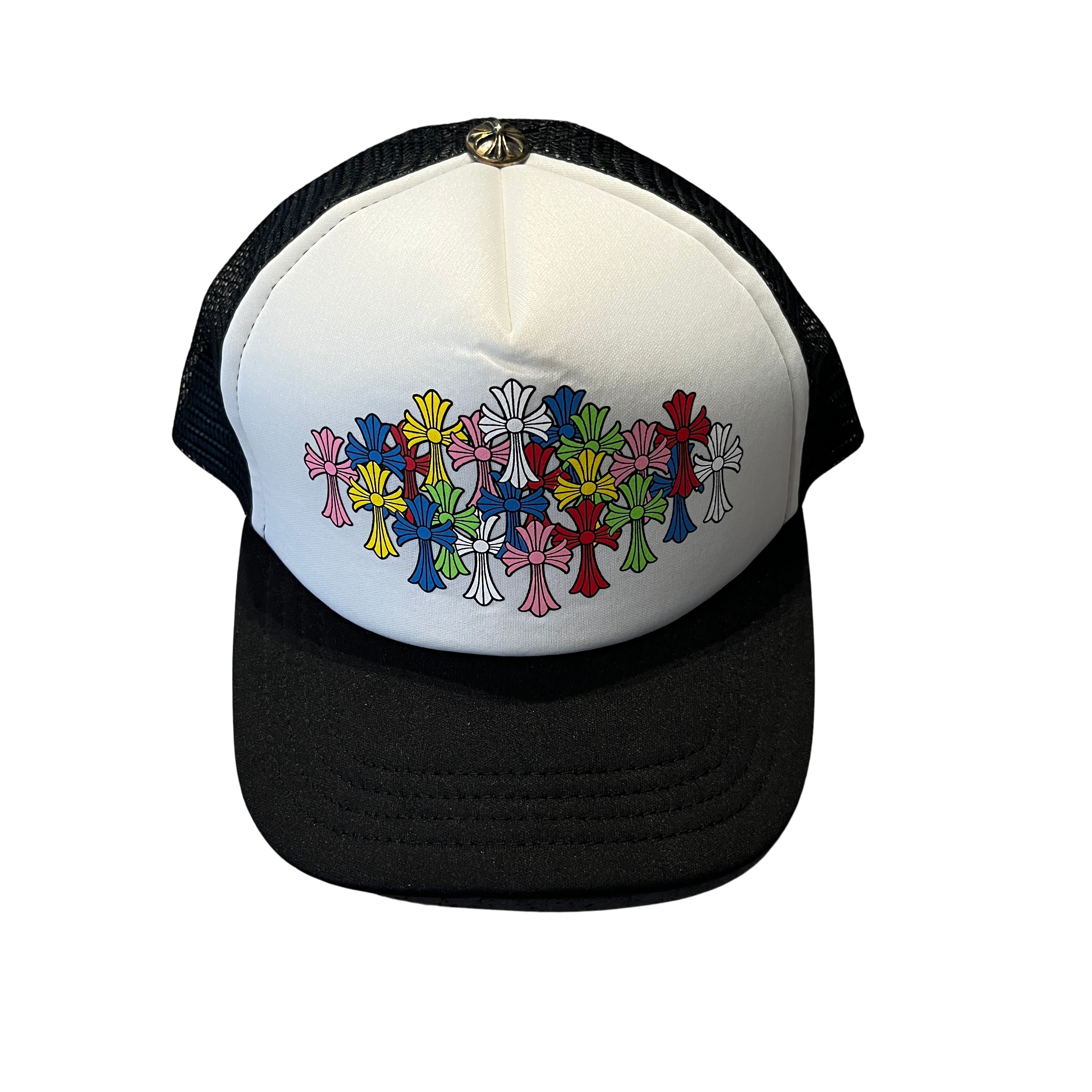 Chrome Hearts Multi Color Crosses Trucker Hat Black/White (Preowned)