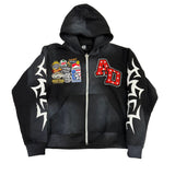 Awoken Dreams V2 Patchwork Zip-Up Hoodie Black
