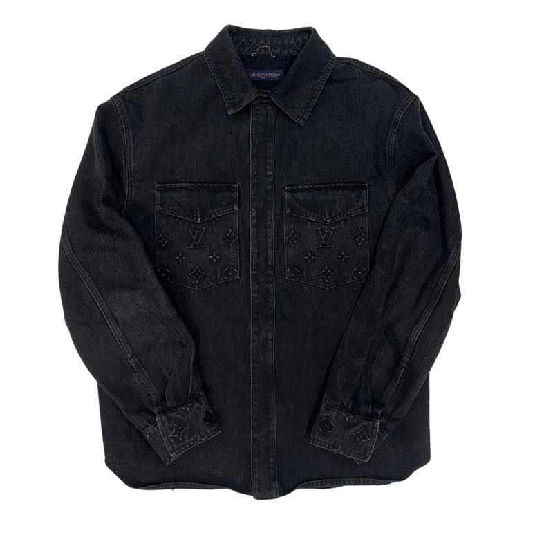 Louis Vuitton FW24 Monogram Denim Overshirt Jacket Black - Pre-Owned Size XL