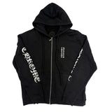Chrome Hearts Vertical Logo Zip Up Hoodie Black - Lightly Pre-Owned Size M