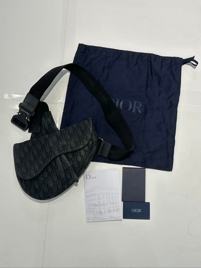 Dior Saddle Bag Black Oblique Jacquard - Pre-Owned