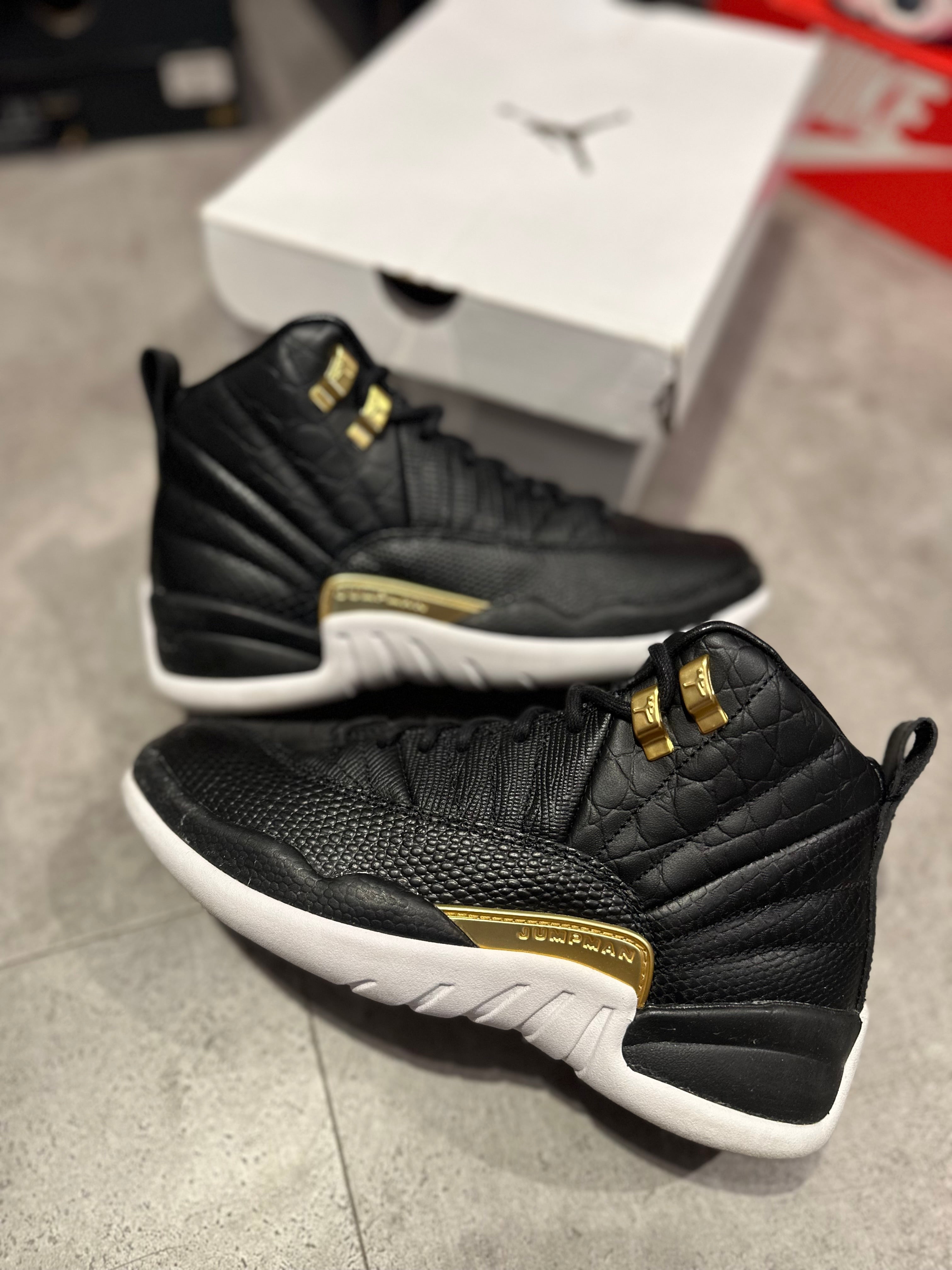 Jordan 12 Retro Black Metallic Gold White (W) (Preowned Size 6W) - Pre-Owned