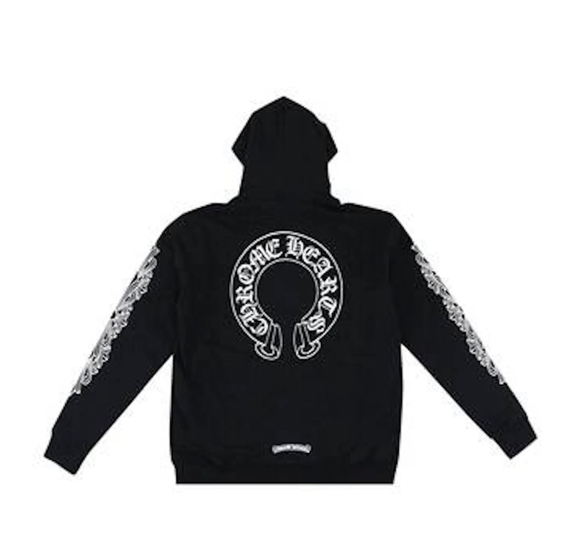 Chrome Hearts Horseshoe Floral Cross Sleeve Zip Up Hoodie Black/White