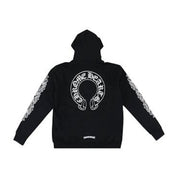 Chrome Hearts Horseshoe Floral Cross Sleeve Zip Up Hoodie Black/White