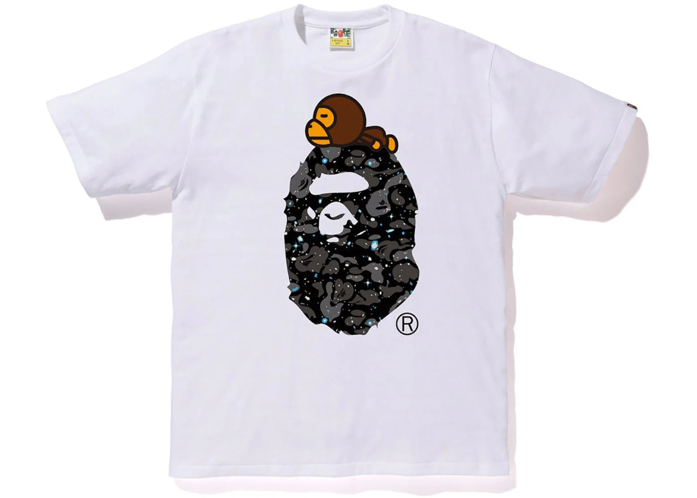 BAPE Space Camo Milo On Big Ape Tee White