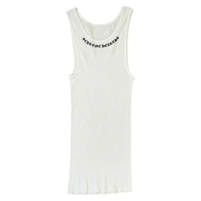 Chrome Hearts Neck Logo Rib Tank Top White