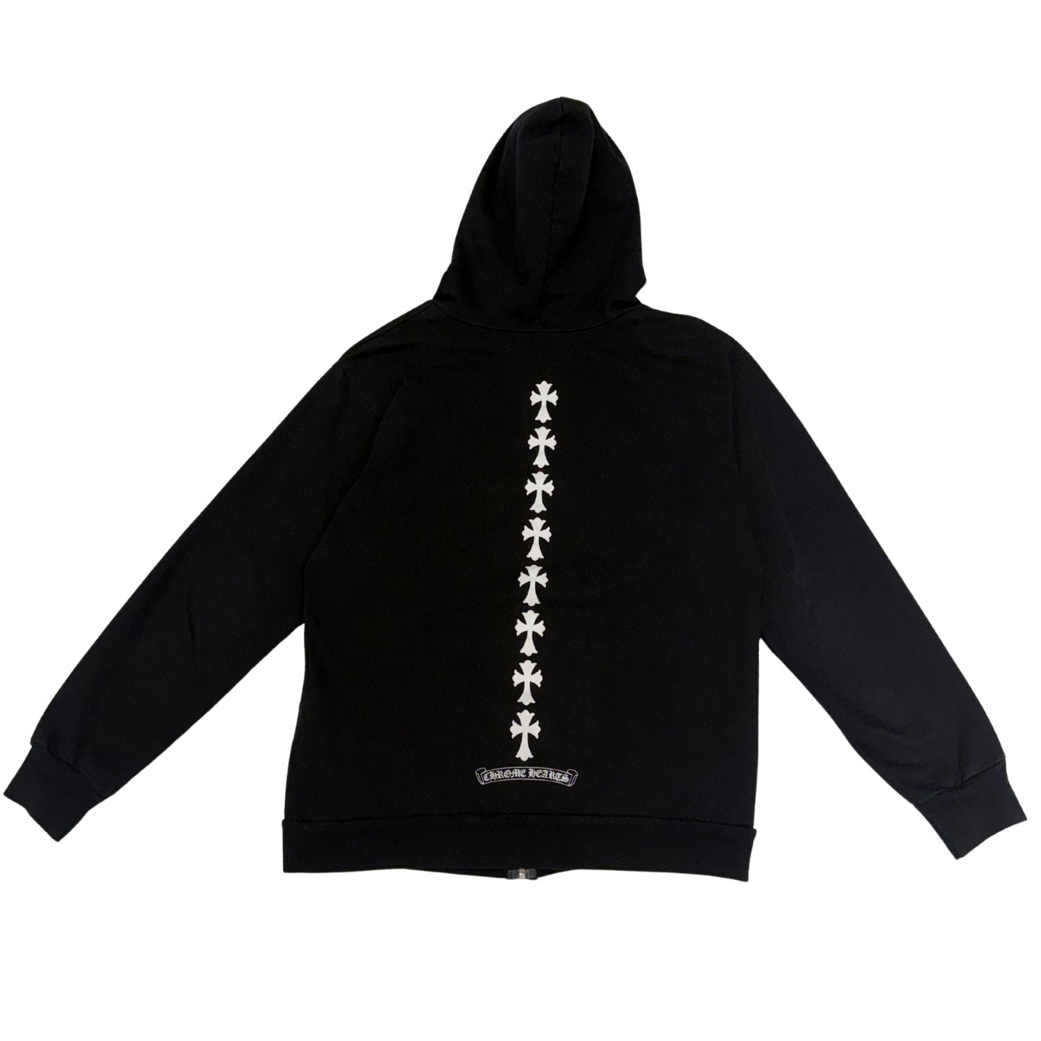 Chrome Hearts Triple Cross Cemetery Spine Zip-Up Hoodie Black - Lightly Used Size M