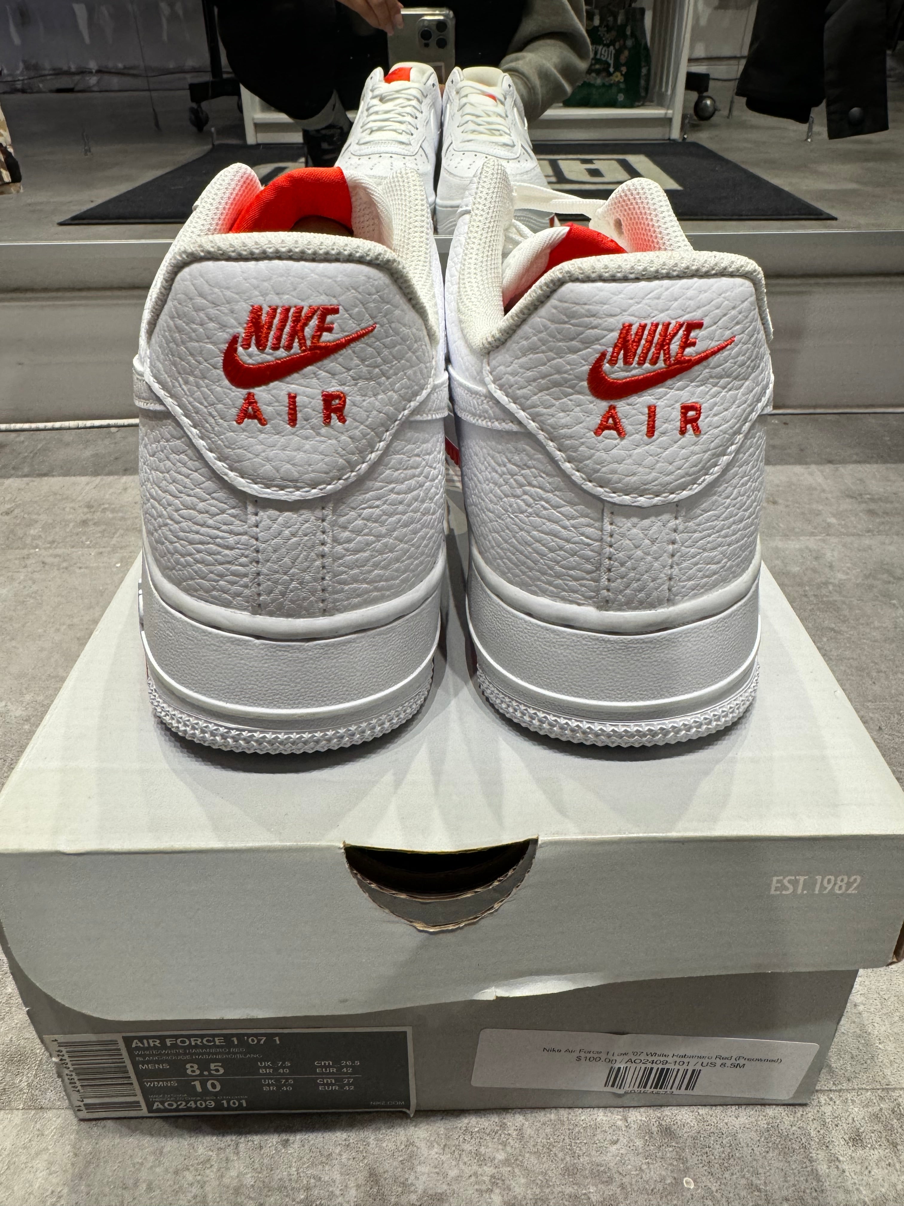 Nike Air Force 1 Low '07 White Habanero Red (Preowned)