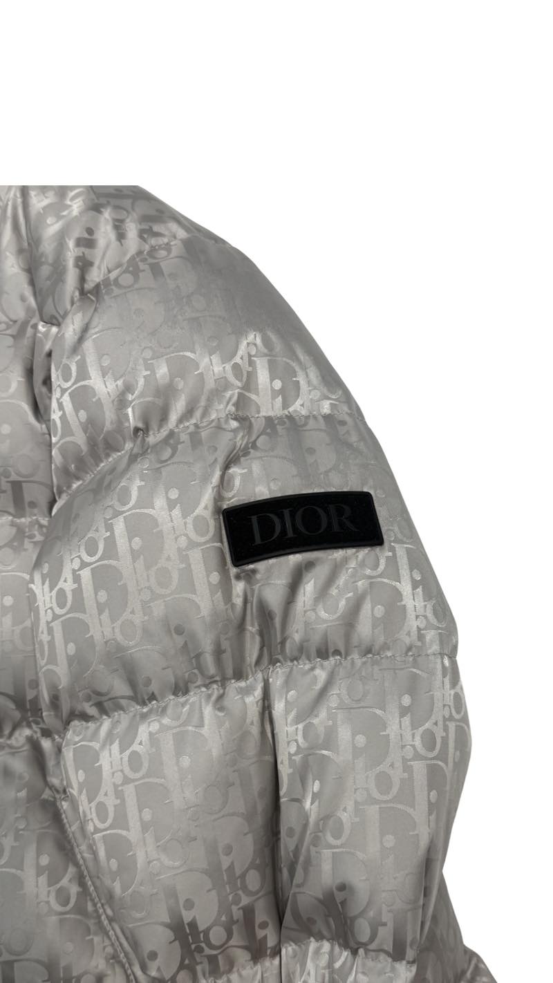 Dior Oblique Technical Jacquard Down Jacket Silver - Lightly Pre-Owned Size M