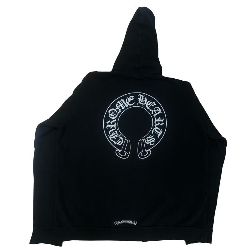 Chrome Hearts Floral Horseshoe Logo Zip Up Hoodie Black - Pre-Owned Size XL