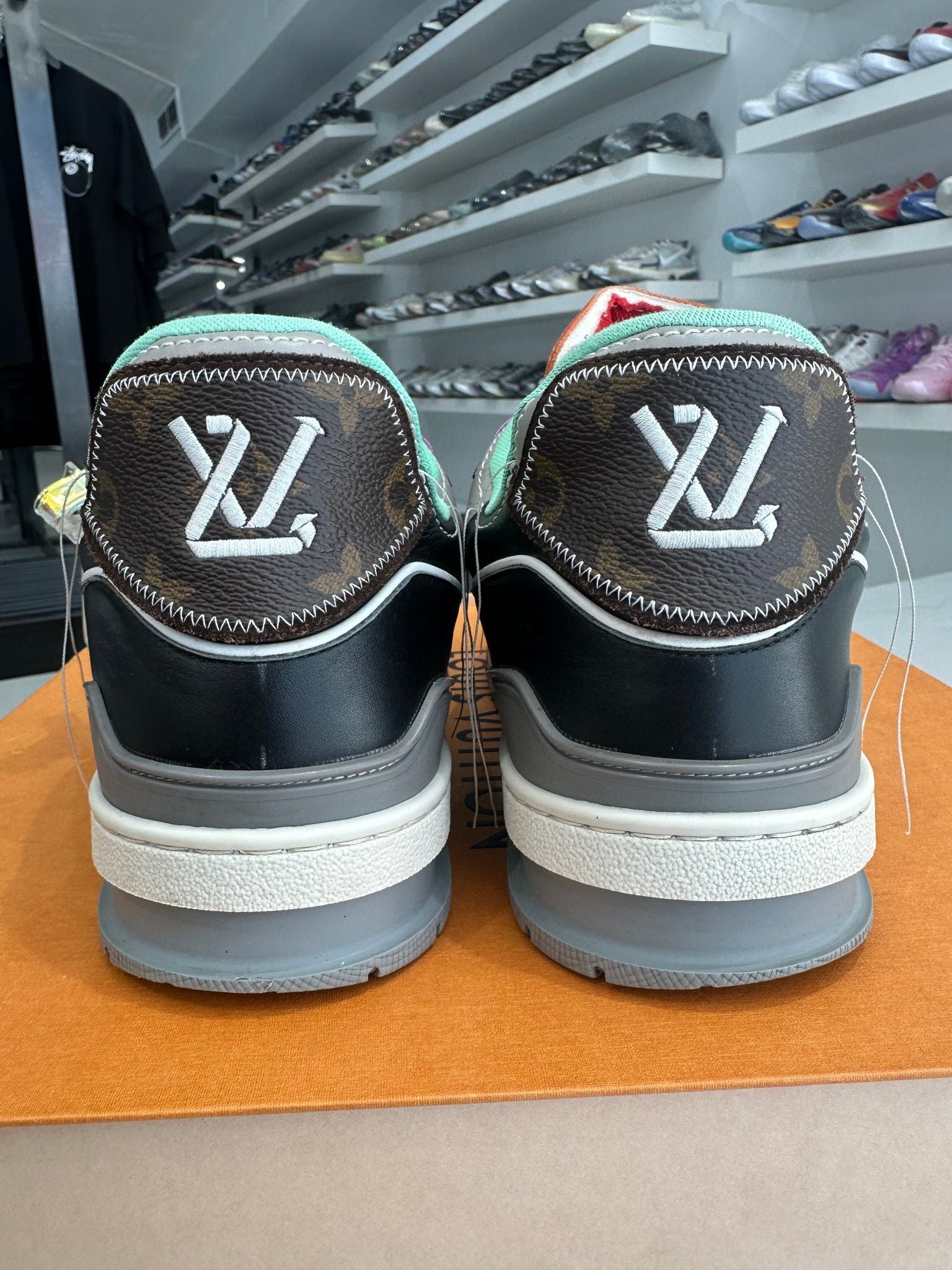 Louis Vuitton Virgil Abloh Upcycle Soho Exclusive LV Trainer Black Grey (Lightly Used Size LV10/US11-11.5) - Pre-Owned
