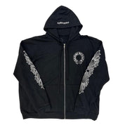Chrome Hearts Fuck You Horseshoe Floral Zip-Up Hoodie Black - Lightly Pre-Owned Size XXL