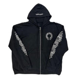 Chrome Hearts Fuck You Horseshoe Floral Zip-Up Hoodie Black - Lightly Pre-Owned Size XXL