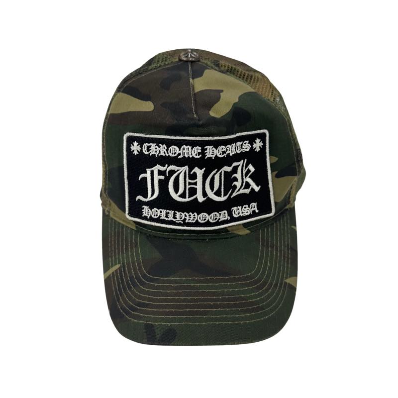 Vintage Chrome Hearts FUCK Hollywood Trucker Hat Camo - Pre-Owned