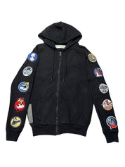 Off-White Patch Badge Zip-Up Hoodie Black (Preowned Size XXS, Fits S) - Pre-Owned