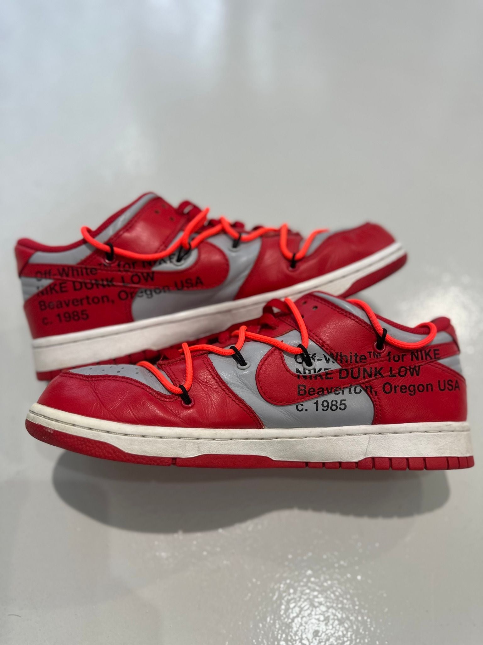 Nike Dunk Low Off-White University Red - Pre-Owned Size 9 (No original box)