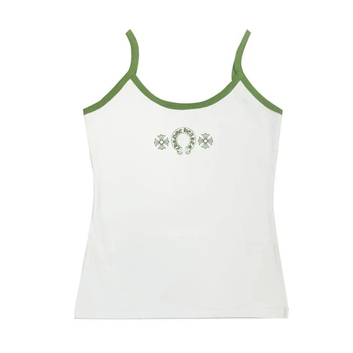 Chrome Hearts Green & White Horseshoe Logo Tank Top (Womens)