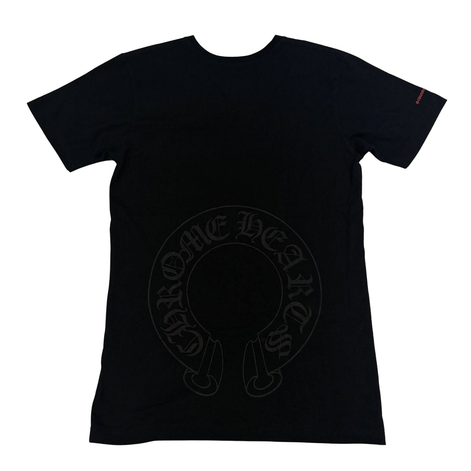 Chrome Hearts Tonal Horseshoe Red Scroll Logo T-Shirt Black