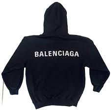 Balenciaga Back Classic Logo Hoodie Black