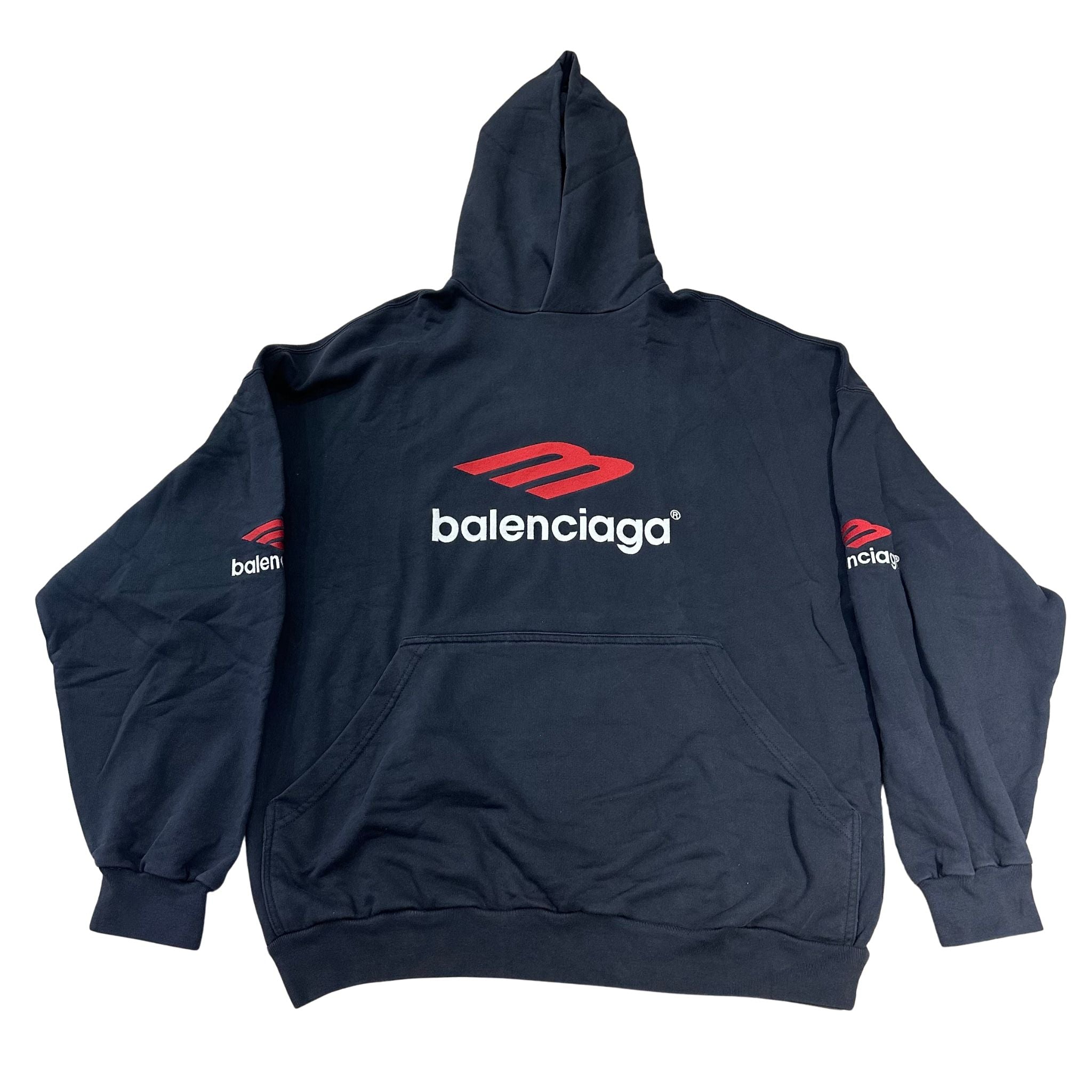 Balenciaga 3B Sports Icon Oversized Hoodie Black (Preowned Size 1, Fits M) - Pre-Owned
