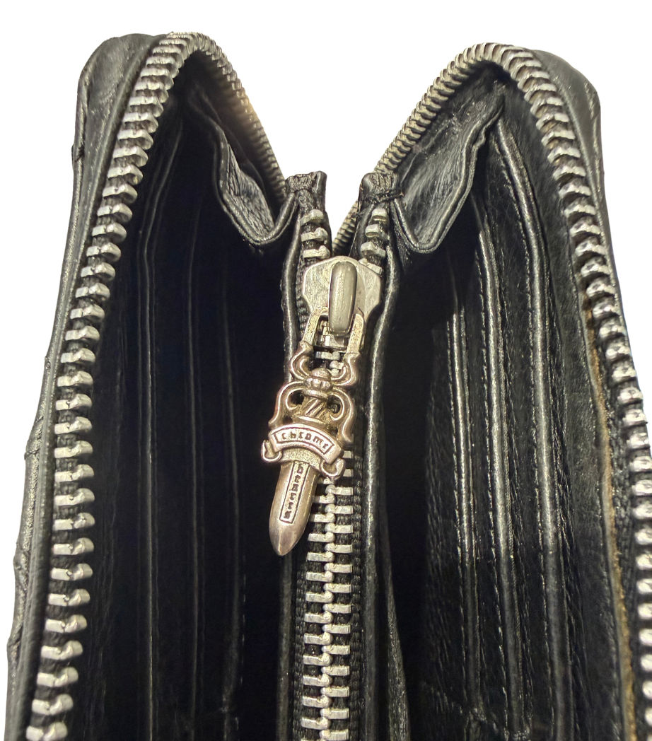 Chrome Hearts All Over Cemetery Scroll Full Zip Wallet - Lightly Used