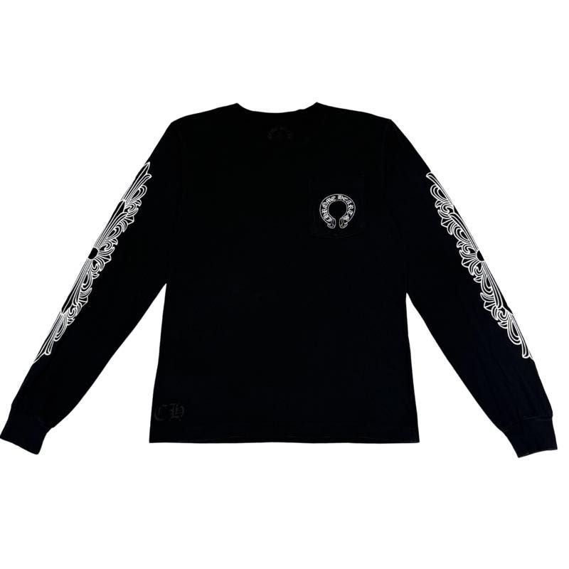 Chrome Hearts Floral Horseshoe Logo L/S T-Shirt Black - Lightly Used Size M