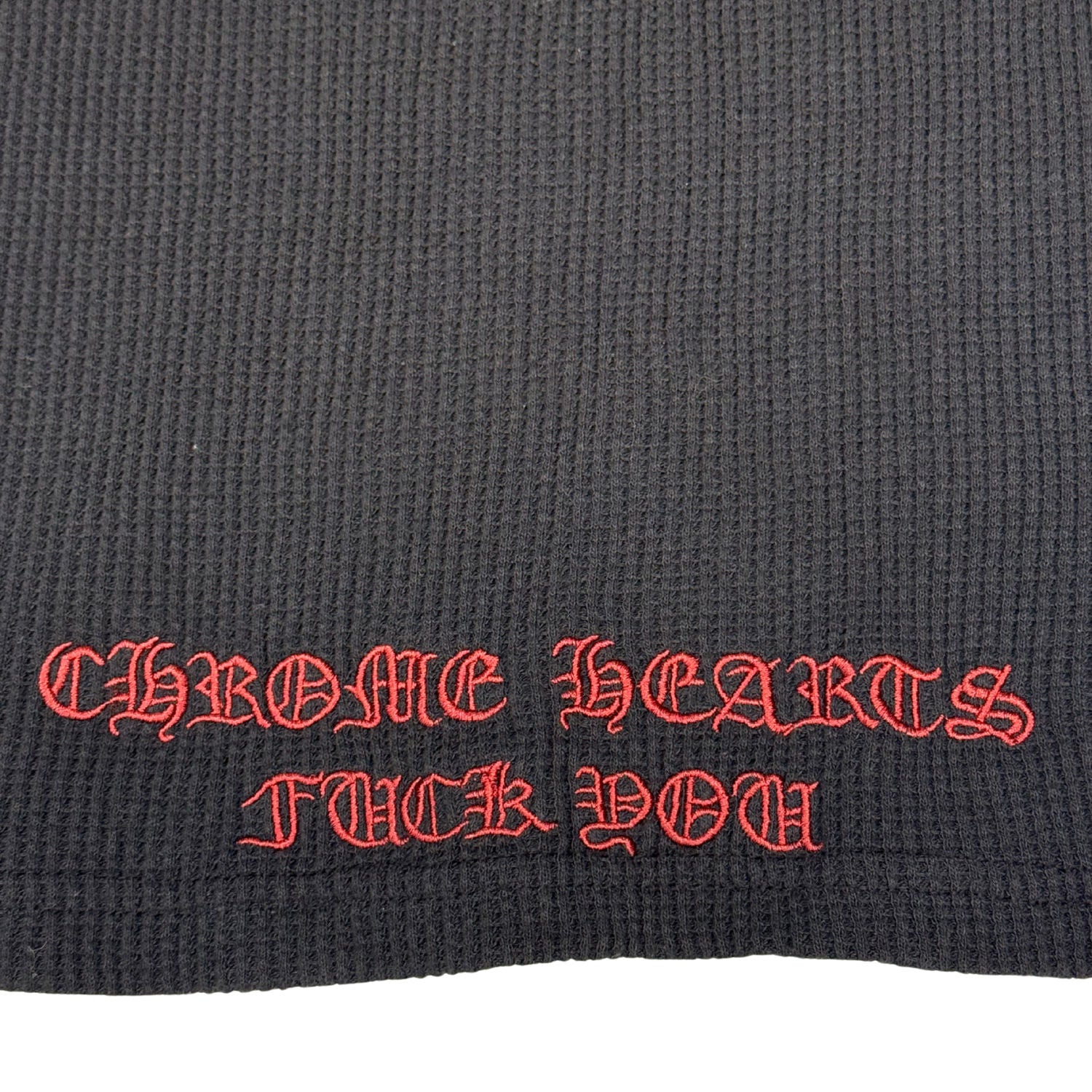 Chrome Hearts Embroidered  Dagger Waffle Thermal L/S T-Shirt Black - Lightly Pre-Owned Size L