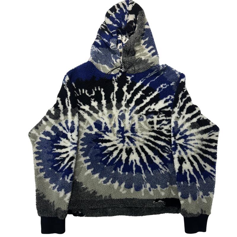 Amiri Tie-Dye Polar Fleece Hoodie Black/Blue - Pre-Owned Size XL