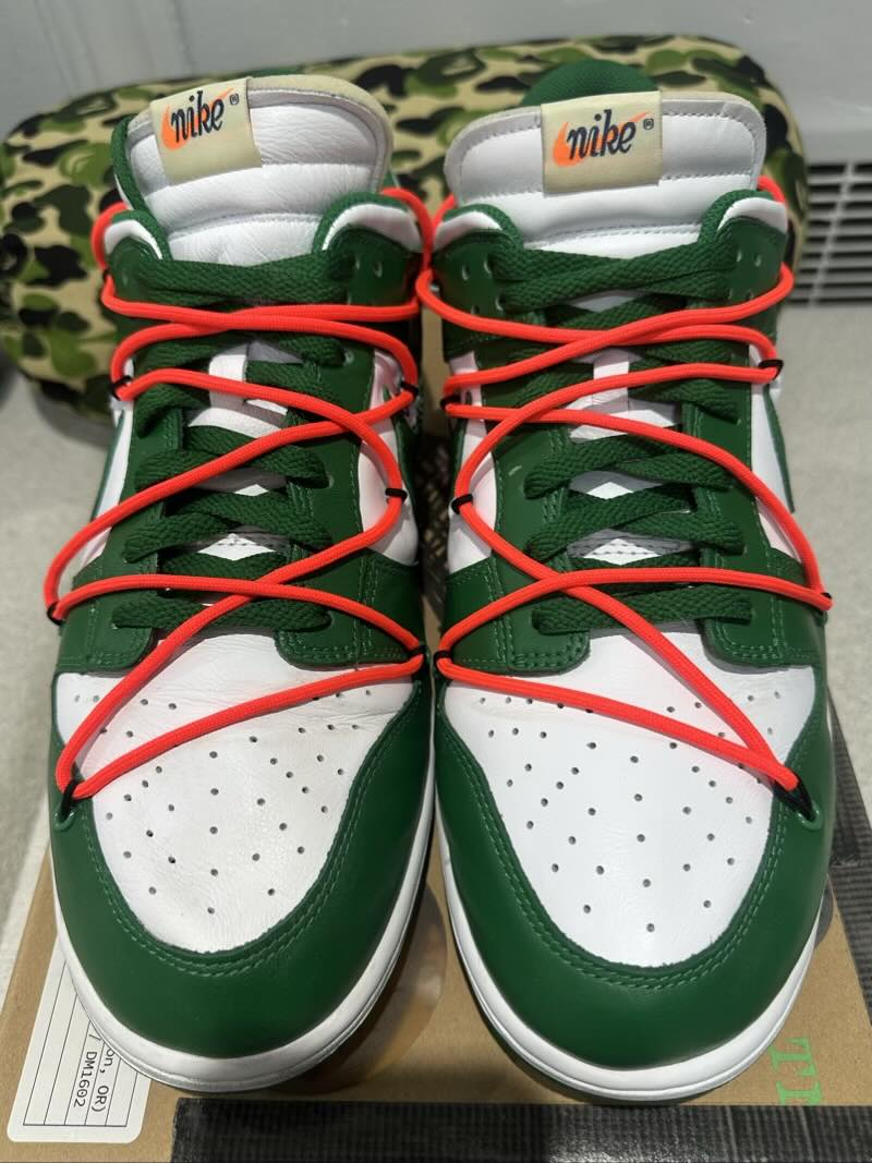 Nike Dunk Low Off-White Pine Green - Pre-Owned Size 13 (Replacement Box)