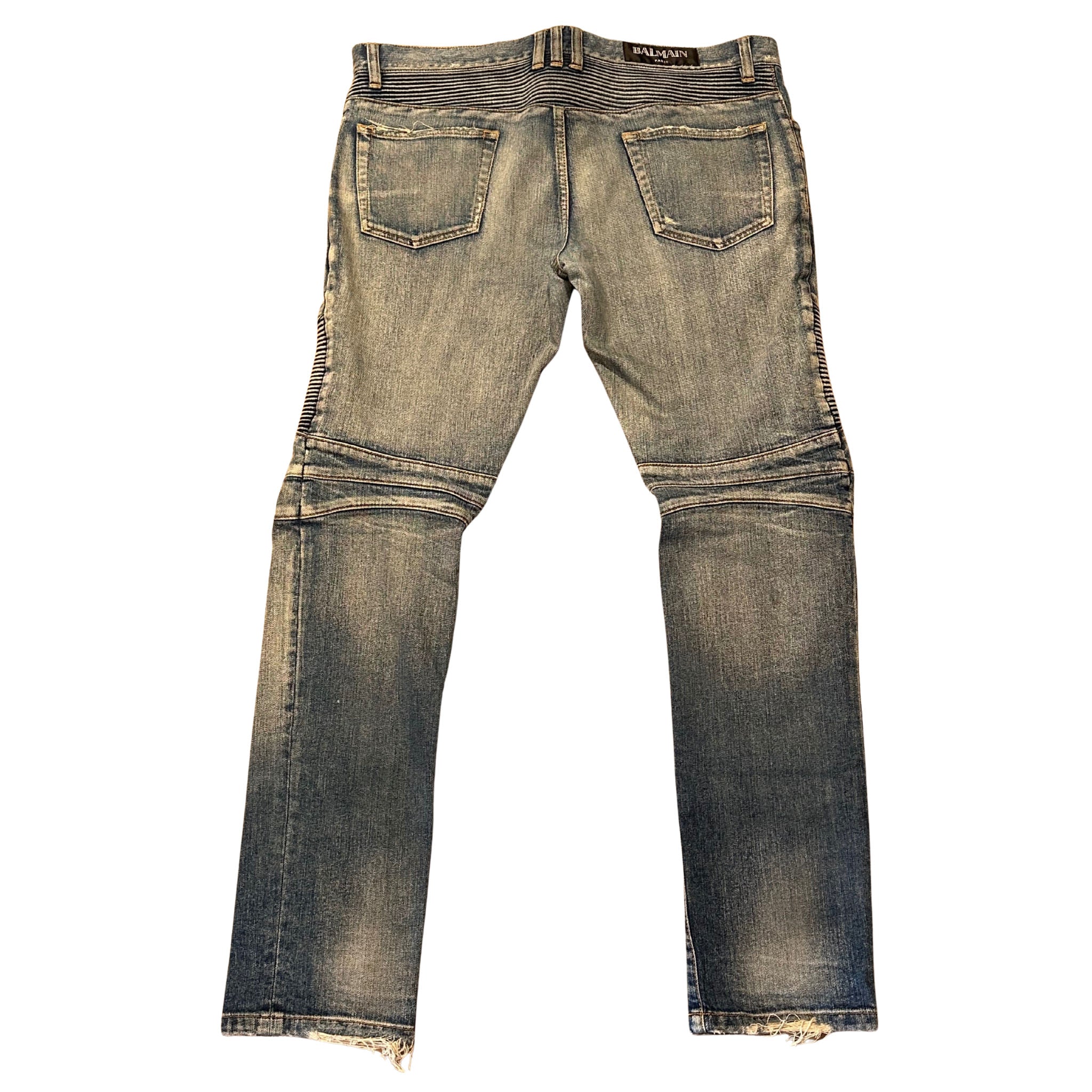 Balmain Blue Biker Jeans (Preowned size 36) - Pre-Owned