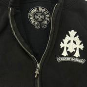 Chrome Hearts Triple Cross Cemetery Spine Thermal Zip-Up Hoodie Black - Lightly Used Size M