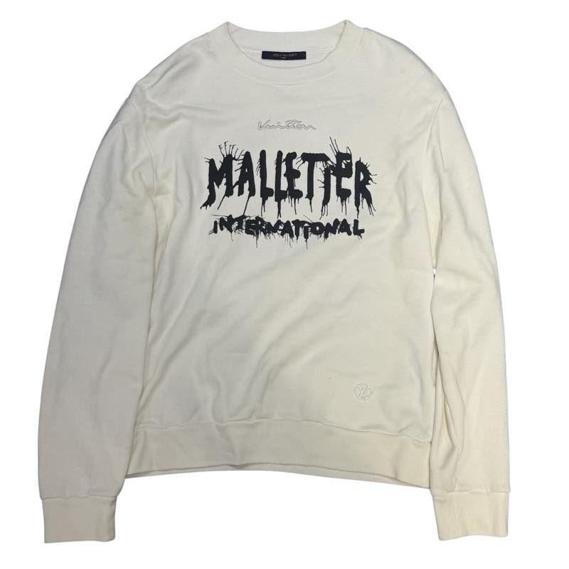 Louis Vuitton Malletier Crewneck Sweatshirt White Black - Lightly Pre-Owned Size L