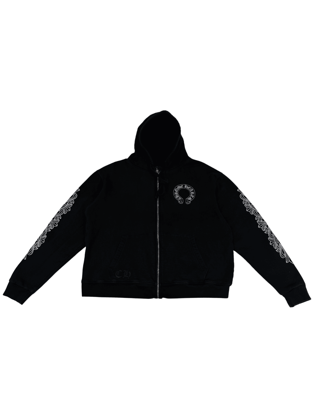 Chrome Hearts Horseshoe Thermal Floral Zip-Up Hoodie Black - Pre-Owned Size M
