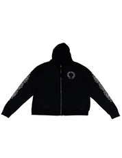 Chrome Hearts Horseshoe Thermal Floral Zip-Up Hoodie Black - Pre-Owned Size M