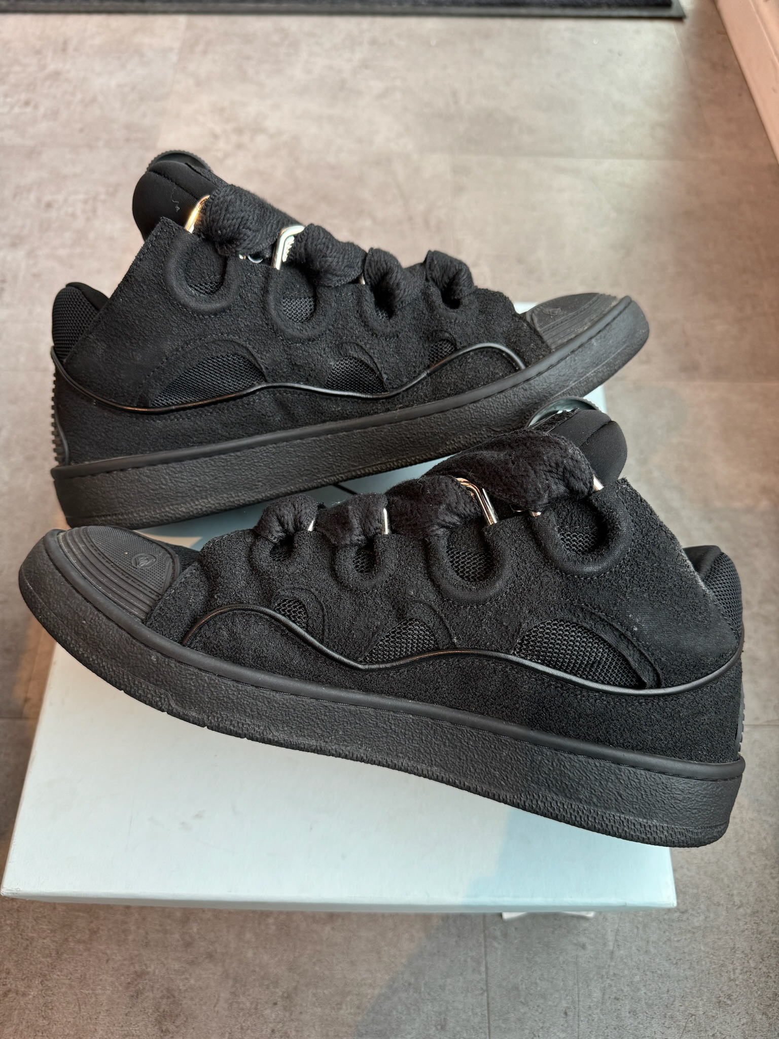 Lanvin Curb Sneaker Black Glitter Spray (Preowned Size 45)