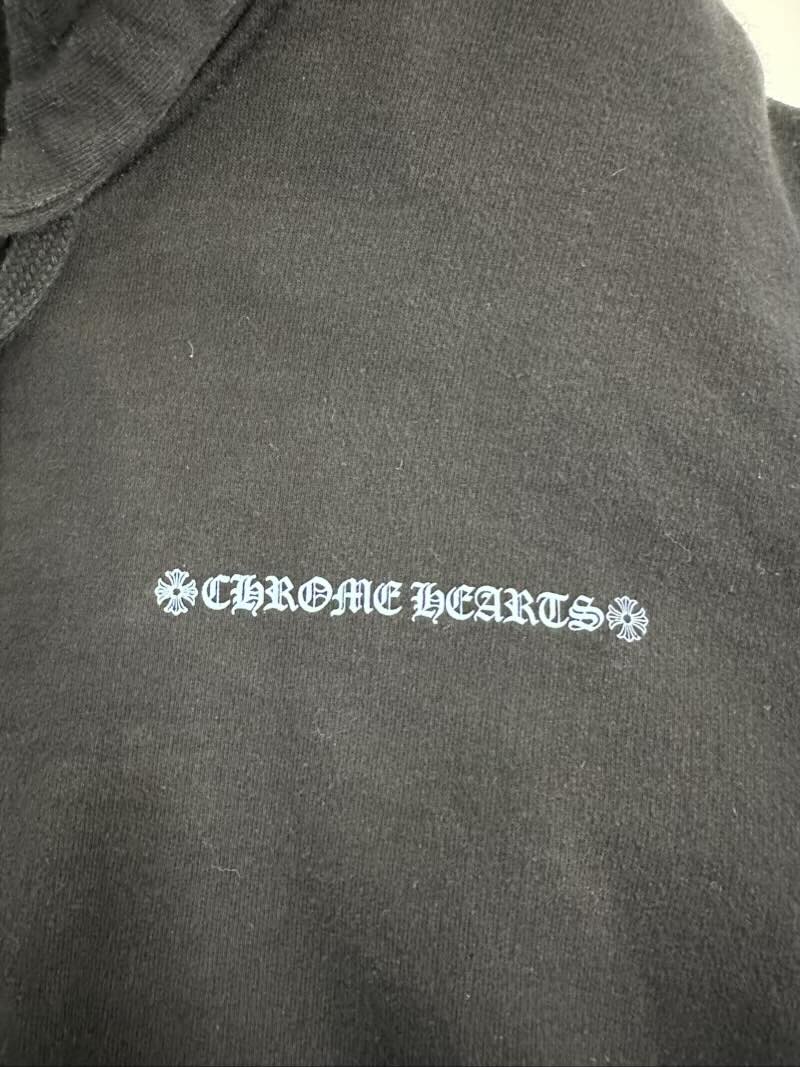 Chrome Hearts Blue Letters Sleeve Thermal Zip-Up Hoodie Black - Pre-Owned Size L , Fits M