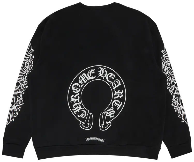 Chrome Hearts Horse Shoe Floral Crewneck Black