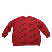 Balenciaga All Over Logo Knit Sweater Red - Pre-Owned Size L