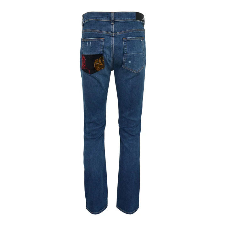 Amiri Floral Velvet Slim Thrasher Jeans Indigo