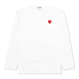 CDG COMME DES GARÃ‡ONS PLAY SINGLE HEART LONG SLEEVE WHITE