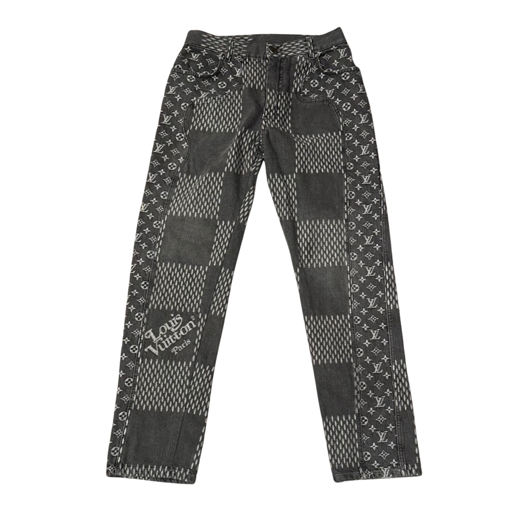 Louis Vuitton x Nigo Giant Damier Waves MNGM Denim Pants Noir (Very Lightly Used Size 30)