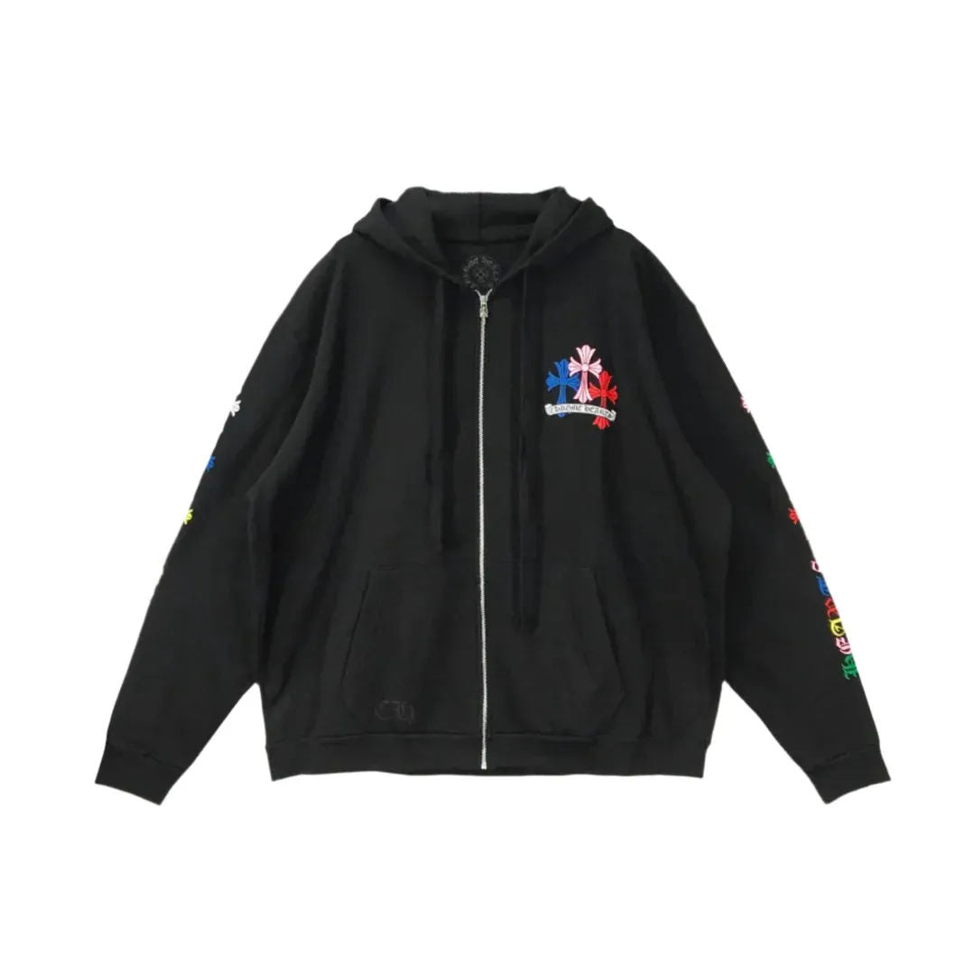Chrome Hearts Multi Color Cross Cemetery Zip-Up Hoodie Black