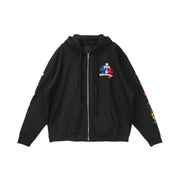 Chrome Hearts Multi Color Cross Cemetery Zip-Up Hoodie Black