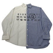 Maison Margiela MM6 Spliced Numbers Dress Shirt White/Blue - VNDS