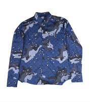 Louis Vuitton DNA Monogram Button Up Dress Shirt Blue Camouflage - Lightly Used Size M