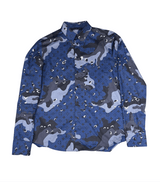 Louis Vuitton DNA Monogram Button Up Dress Shirt Blue Camouflage - Lightly Used Size M