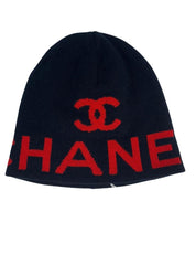Chanel CC Logo Beanie Navy/Red, brand new – photo 1 of 2